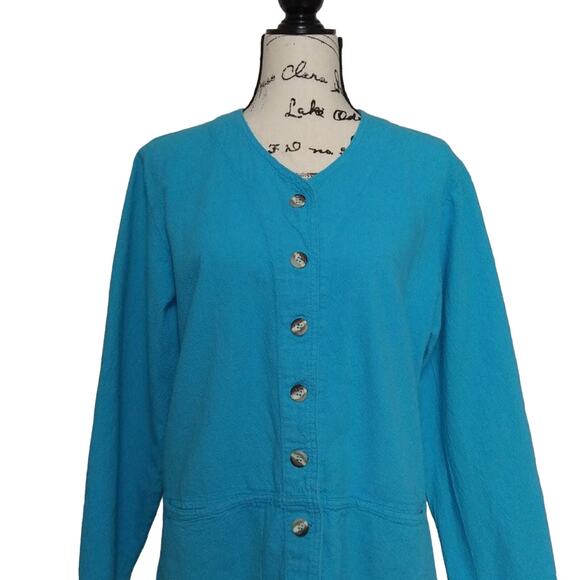 Vintage Drawstrings California 100% Cotton Boxy Button Up Blazer Pockets USA - Picture 1 of 12